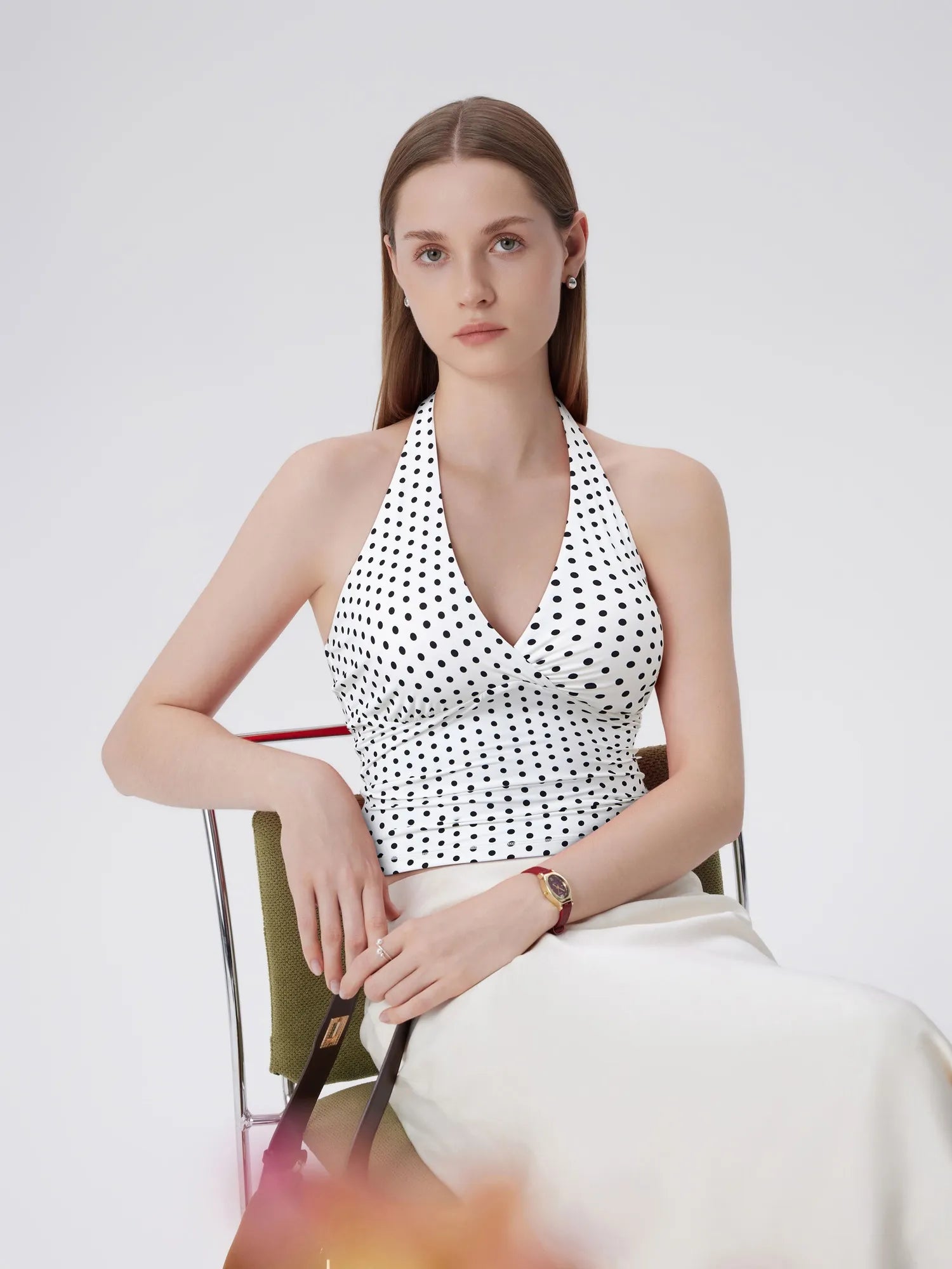 Double Lined V Neck Halter Backless Tank Tops-SUUKSESS-SUUKSESS