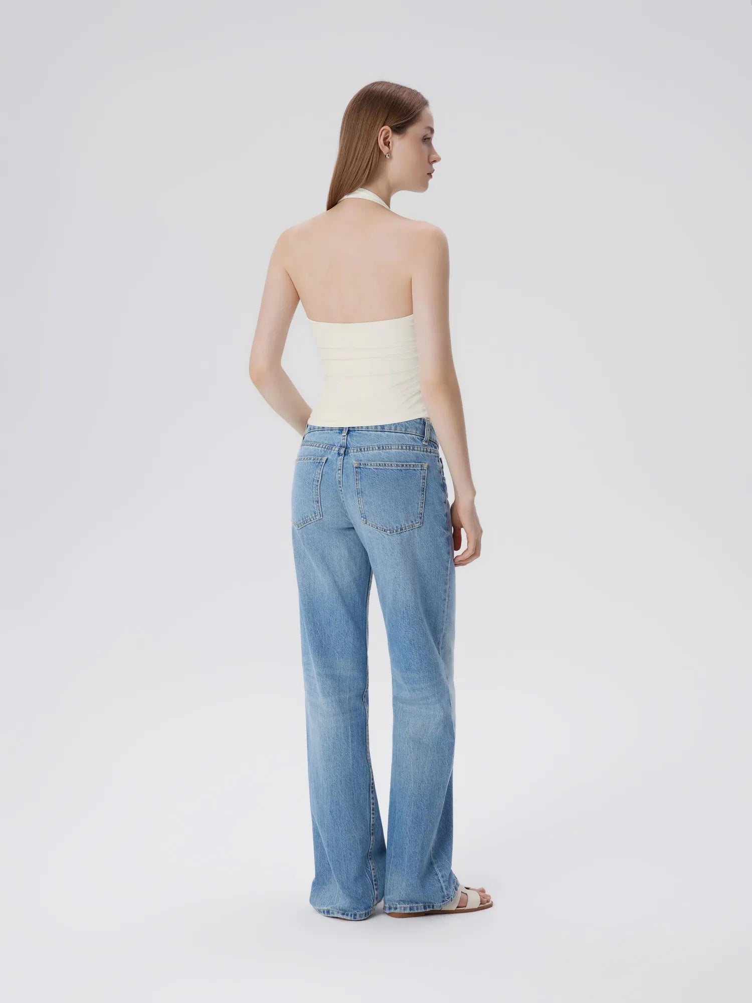 Double Lined V Neck Halter Backless Tank Tops-SUUKSESS-SUUKSESS