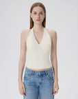 Double Lined V Neck Halter Backless Tank Tops-SUUKSESS-White-XS-SUUKSESS