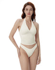 Double Lined V Neck Halter Backless Tank Tops-SUUKSESS-SUUKSESS
