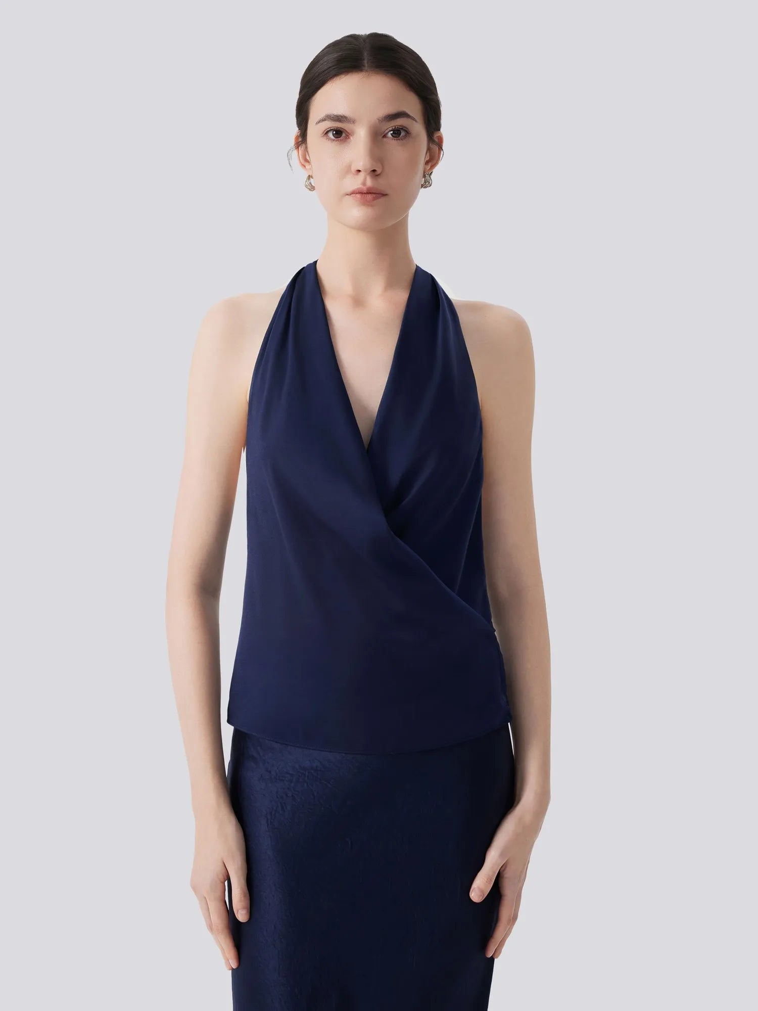 Silk Satin Sexy Backless Halter Top-SUUKSESS-Navy-XS-SUUKSESS