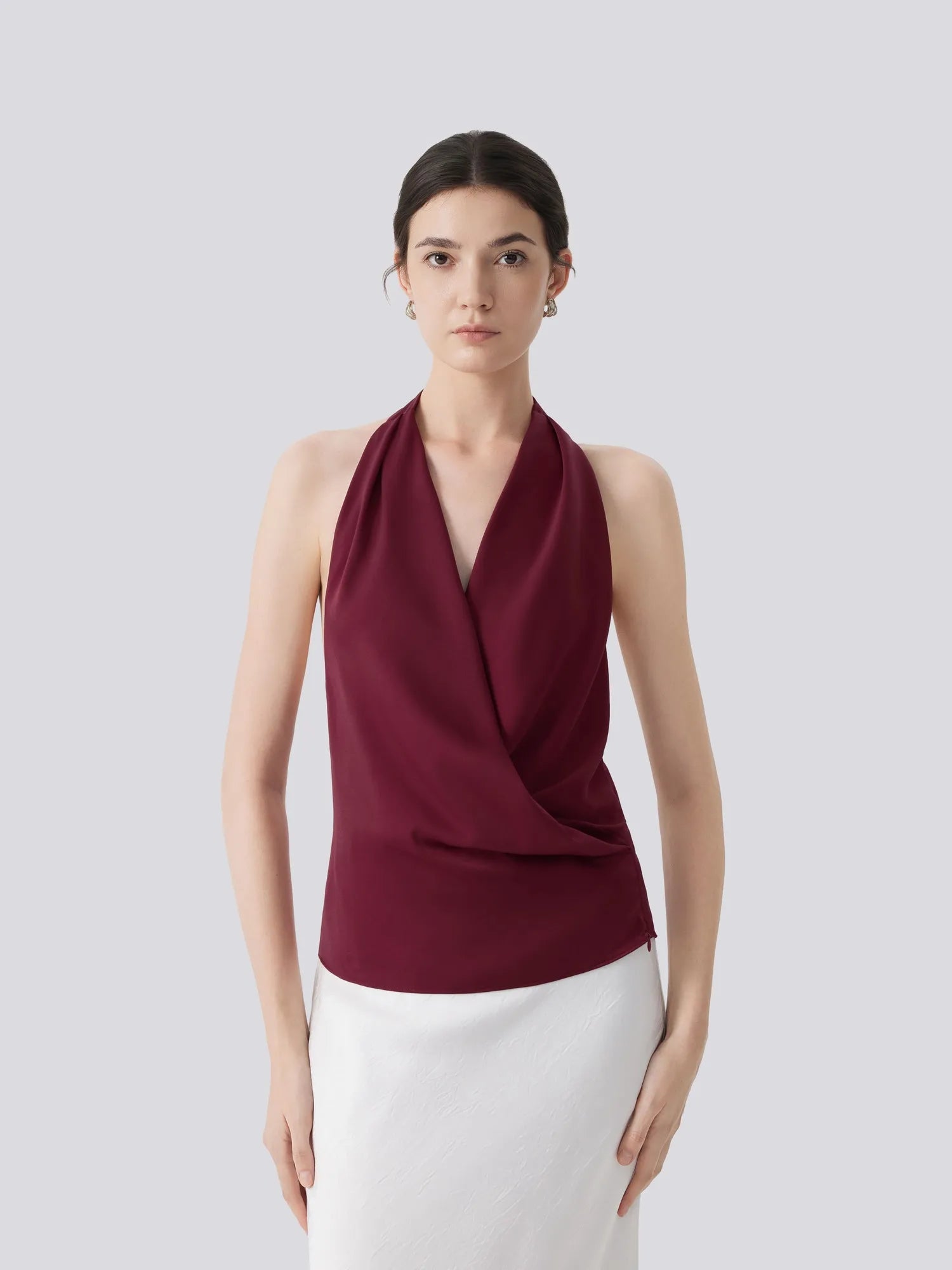 Silk Satin Sexy Backless Halter Top-SUUKSESS-Wine-XS-SUUKSESS