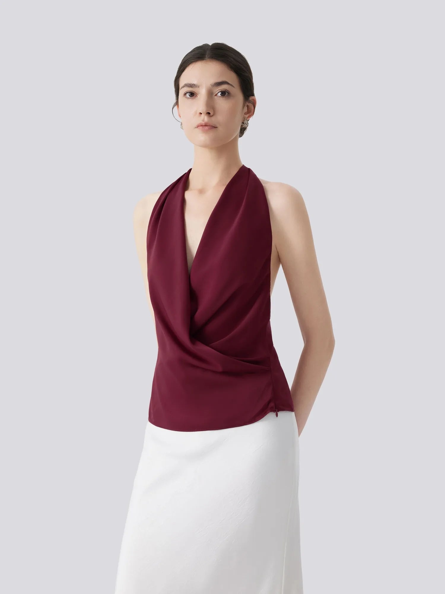 Silk Satin Sexy Backless Halter Top-SUUKSESS-SUUKSESS