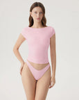 Boat Neck Cowl Backless Tops-SUUKSESS-Pink-XS-SUUKSESS