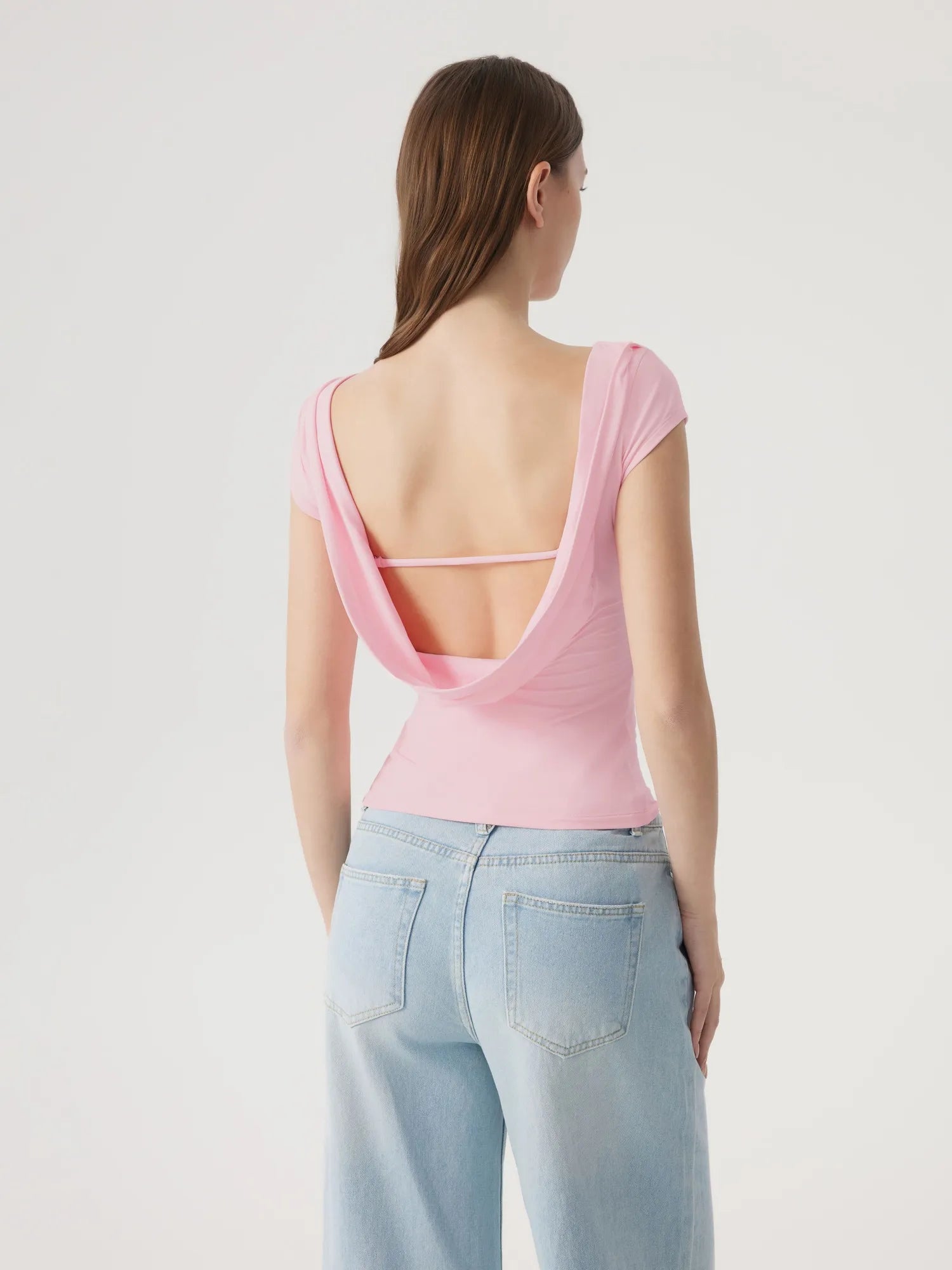 Boat Neck Cowl Backless Tops-SUUKSESS-SUUKSESS