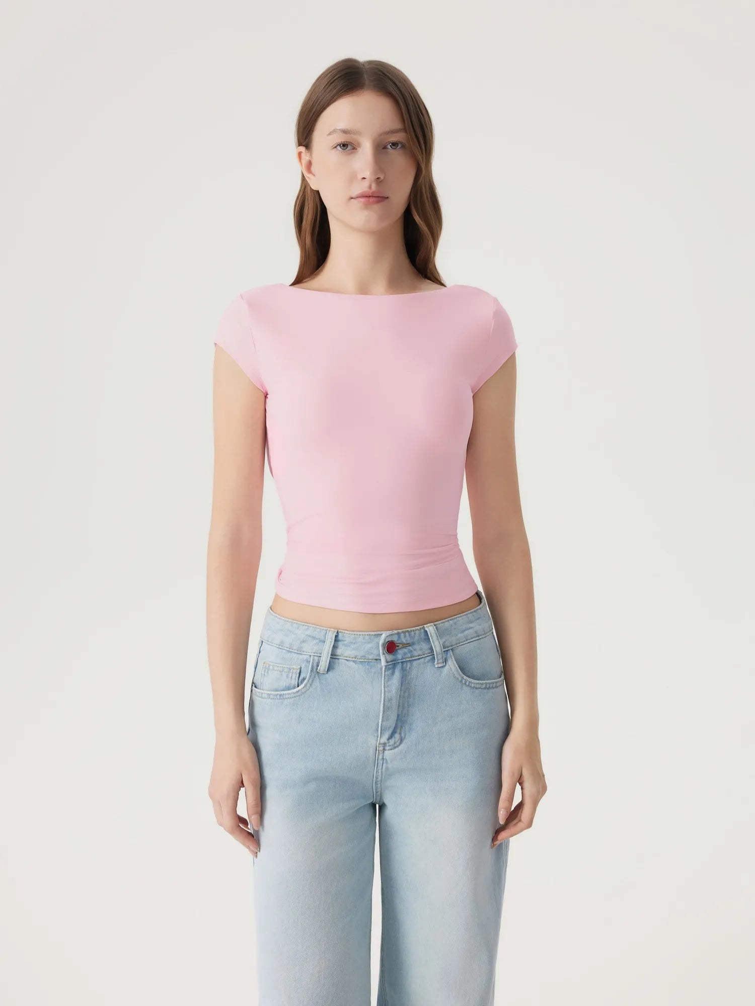 Boat Neck Cowl Backless Tops-SUUKSESS-SUUKSESS