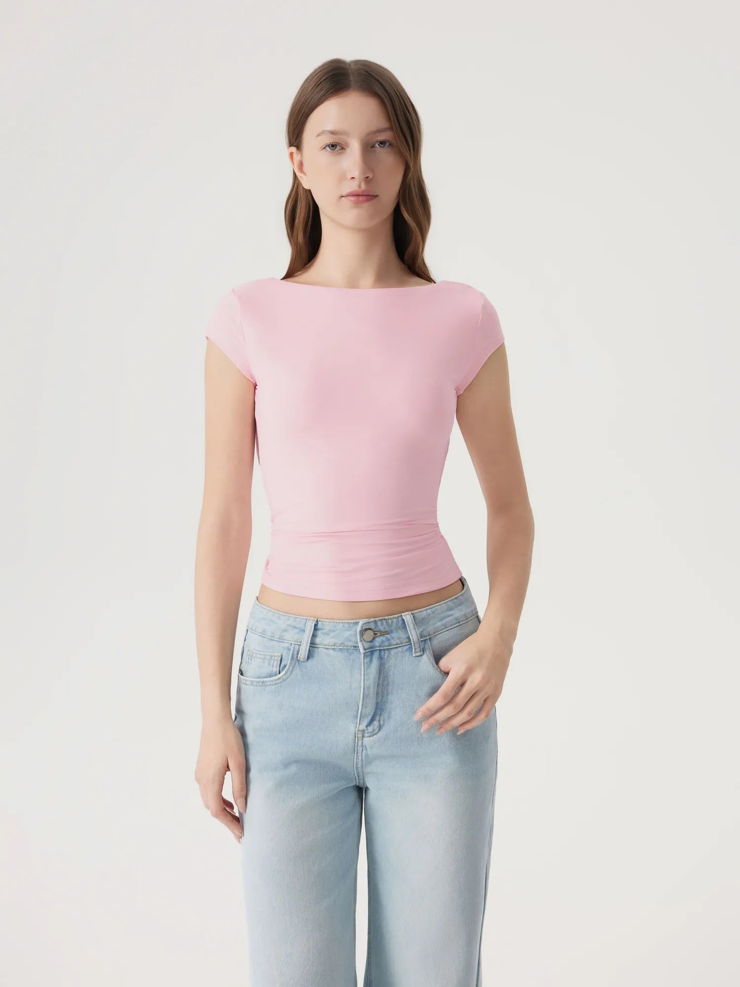 Boat Neck Cowl Backless Tops-SUUKSESS-SUUKSESS