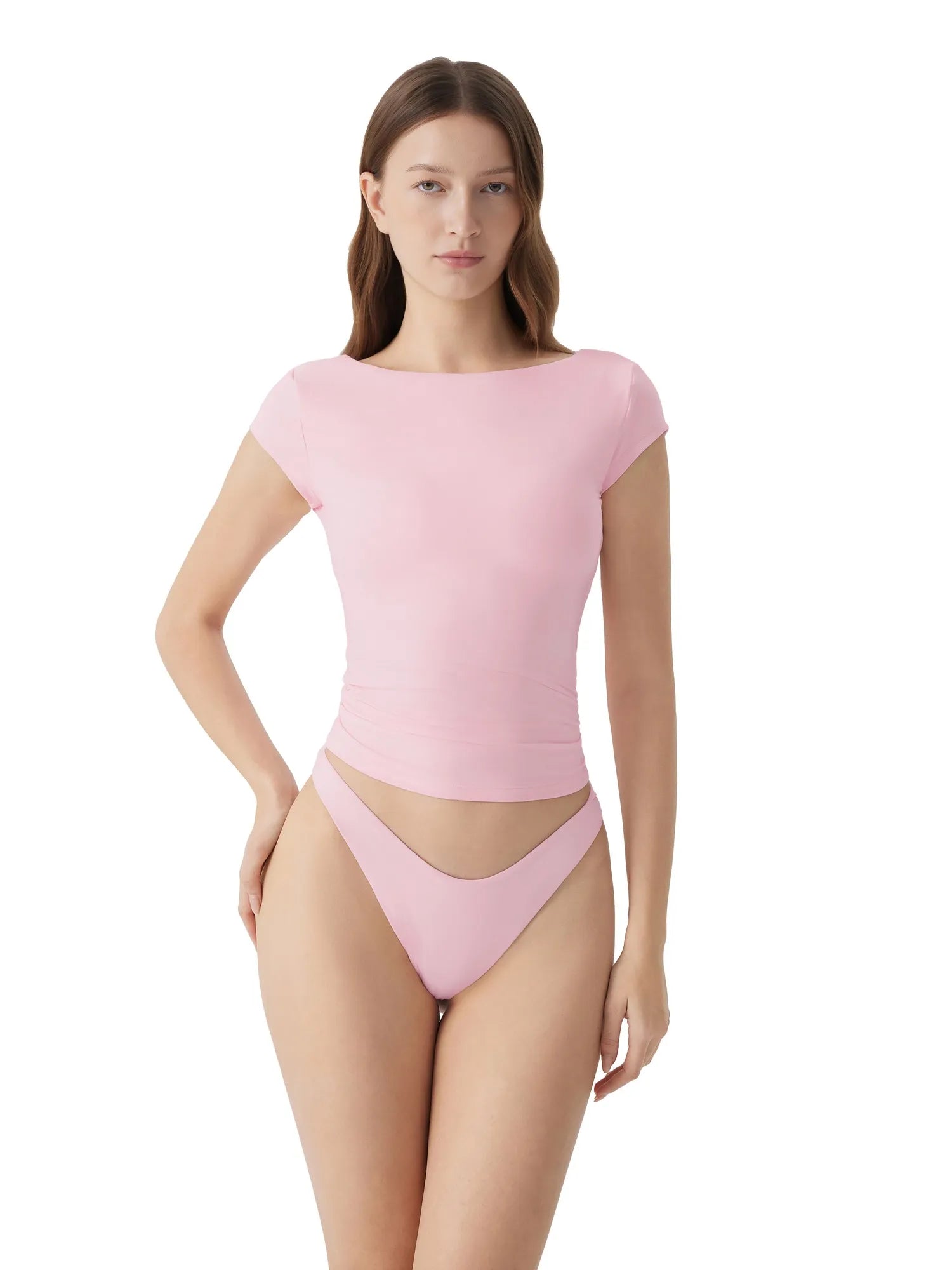 Boat Neck Cowl Backless Tops-SUUKSESS-SUUKSESS