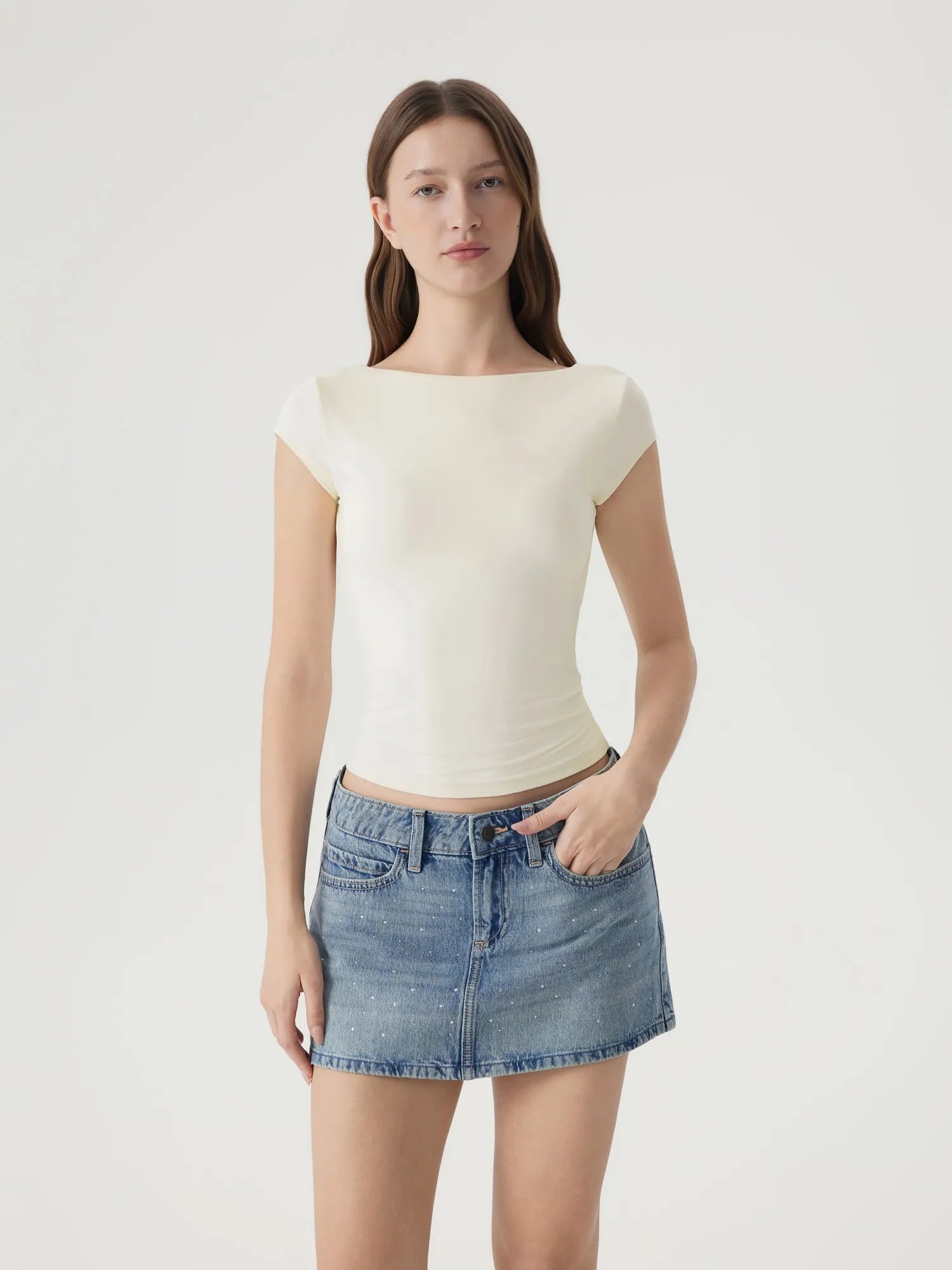 Boat Neck Cowl Backless Tops-SUUKSESS-SUUKSESS