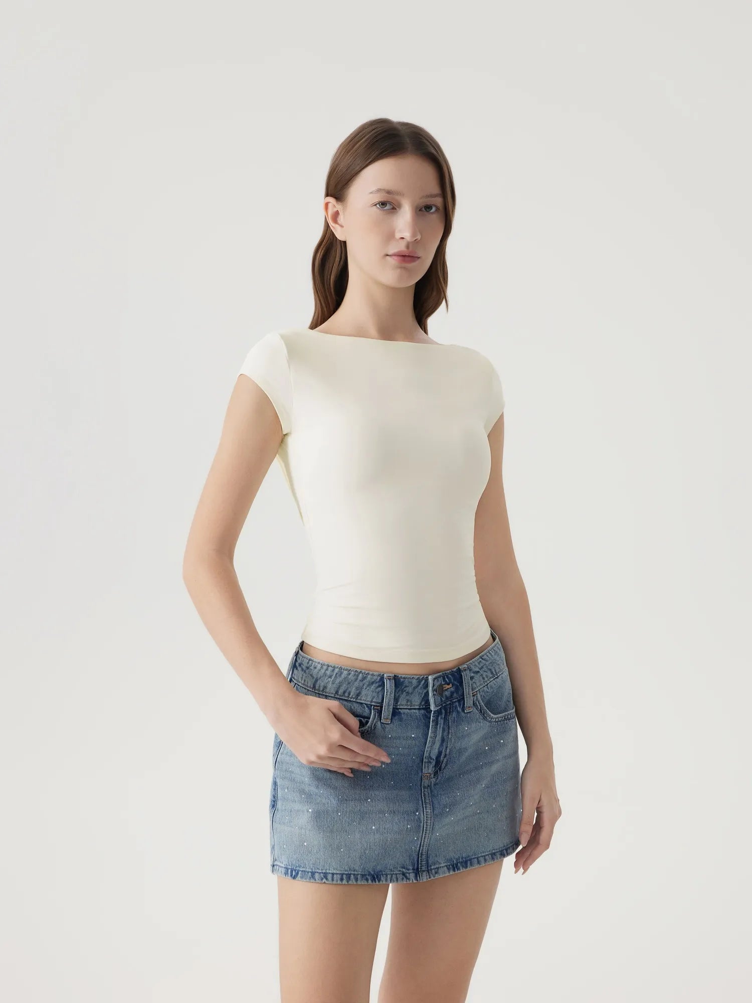 Boat Neck Cowl Backless Tops-SUUKSESS-SUUKSESS