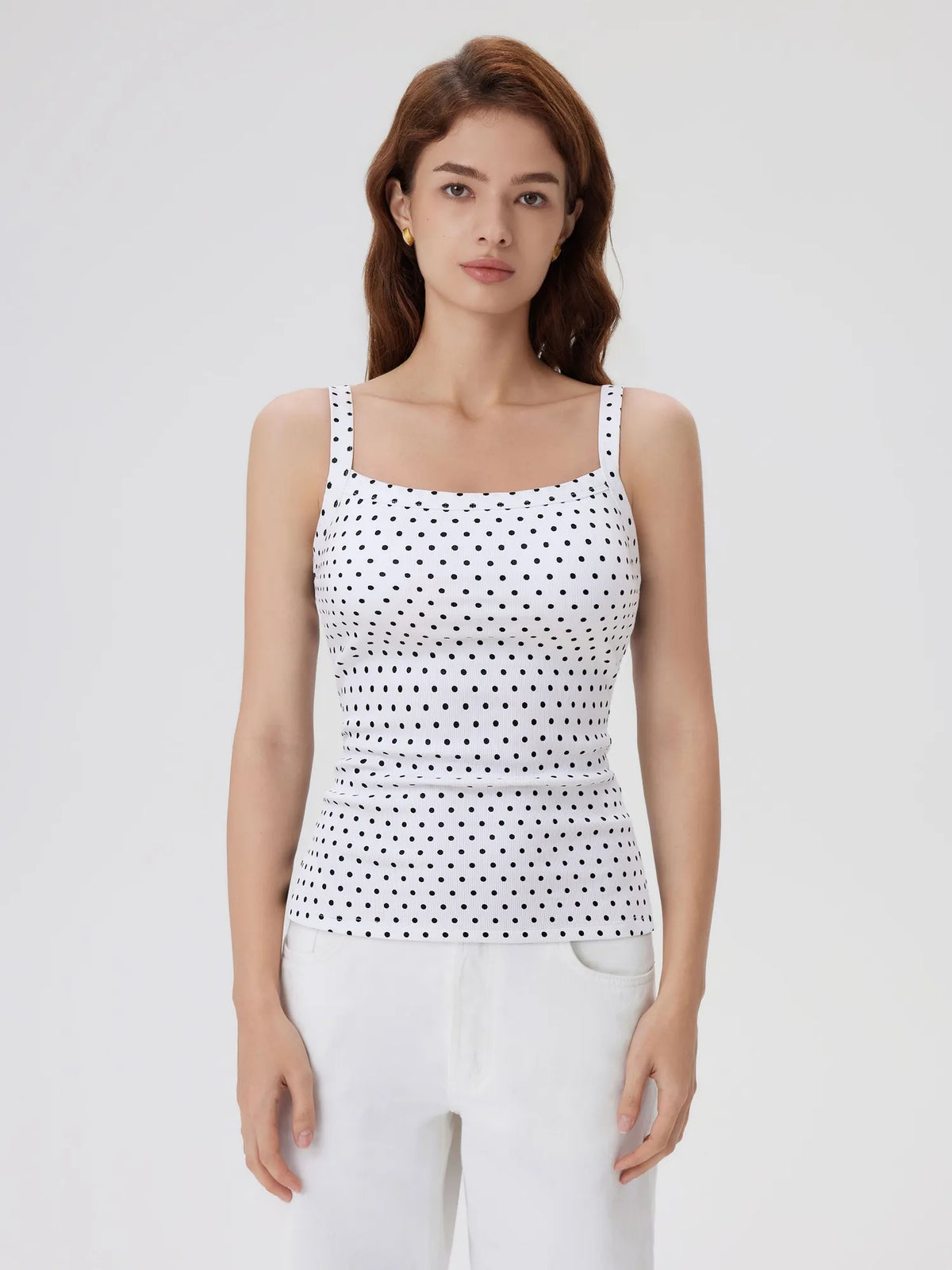 Cotton Rib Square Padded Tank Tops
