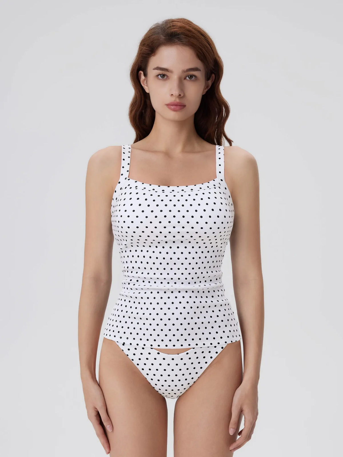 Cotton Rib Square Padded Tank Tops