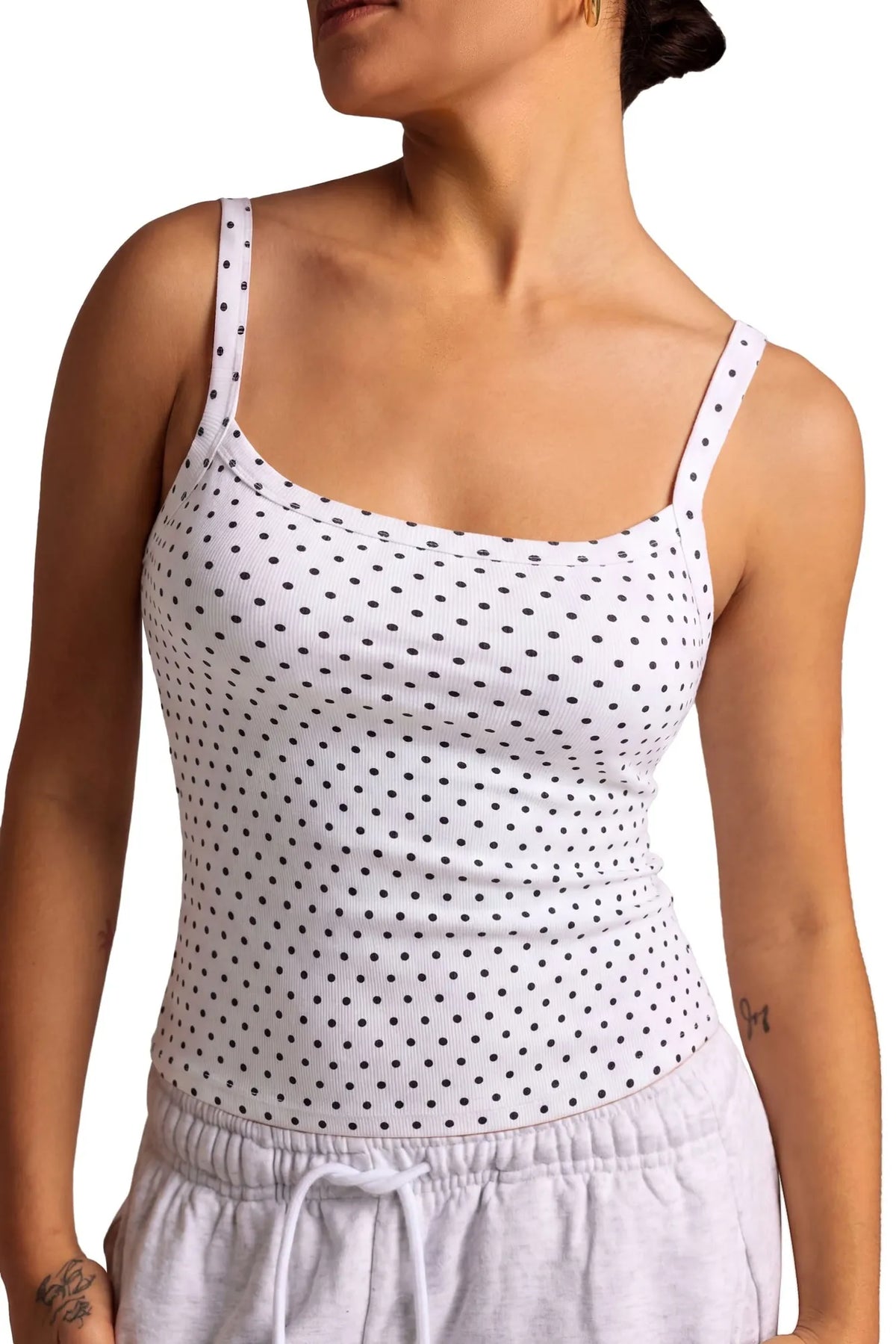 Cotton Rib Square Padded Tank Tops