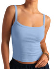 Cotton Rib Square Padded Tank Tops