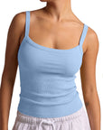 Cotton Rib Square Padded Tank Tops
