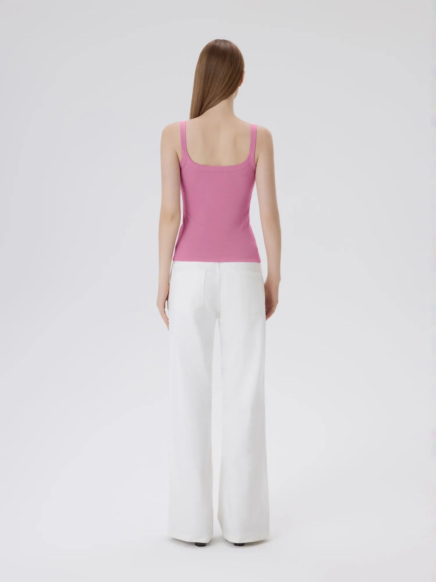 Cotton Rib Square Neck Padded Tank Tops-SUUKSESS-SUUKSESS