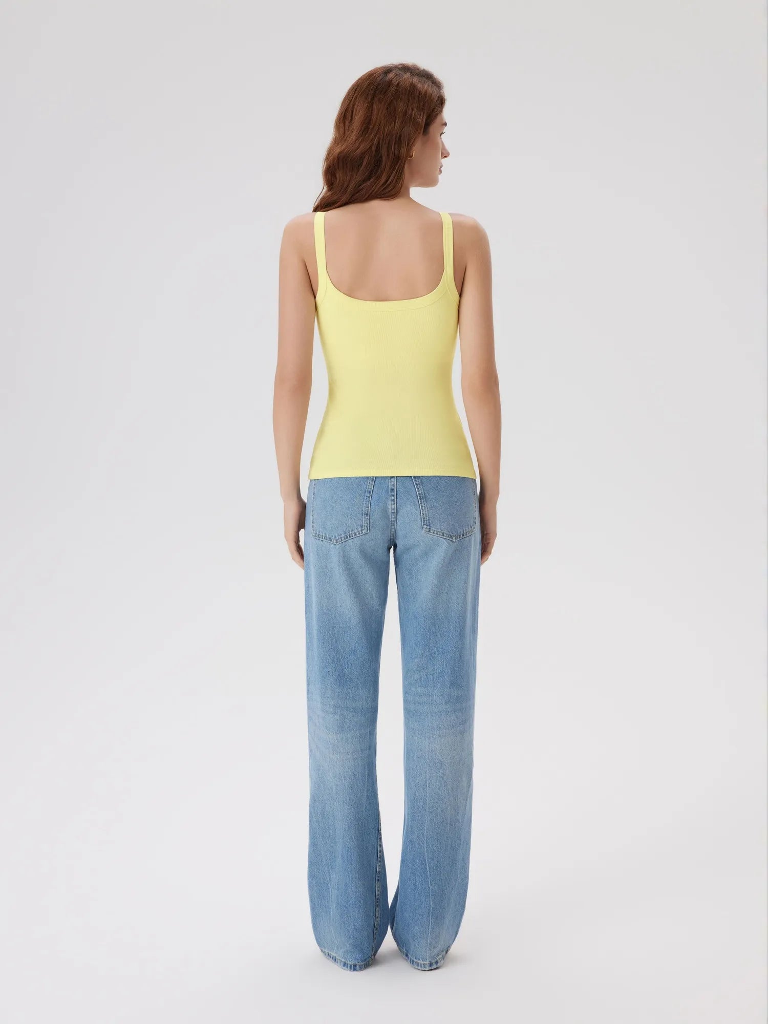 Cotton Rib Square Neck Padded Tank Tops-SUUKSESS-SUUKSESS