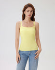 Cotton Rib Square Neck Padded Tank Tops-SUUKSESS-SUUKSESS