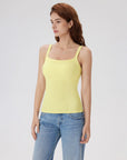 Cotton Rib Square Neck Padded Tank Tops-SUUKSESS-SUUKSESS