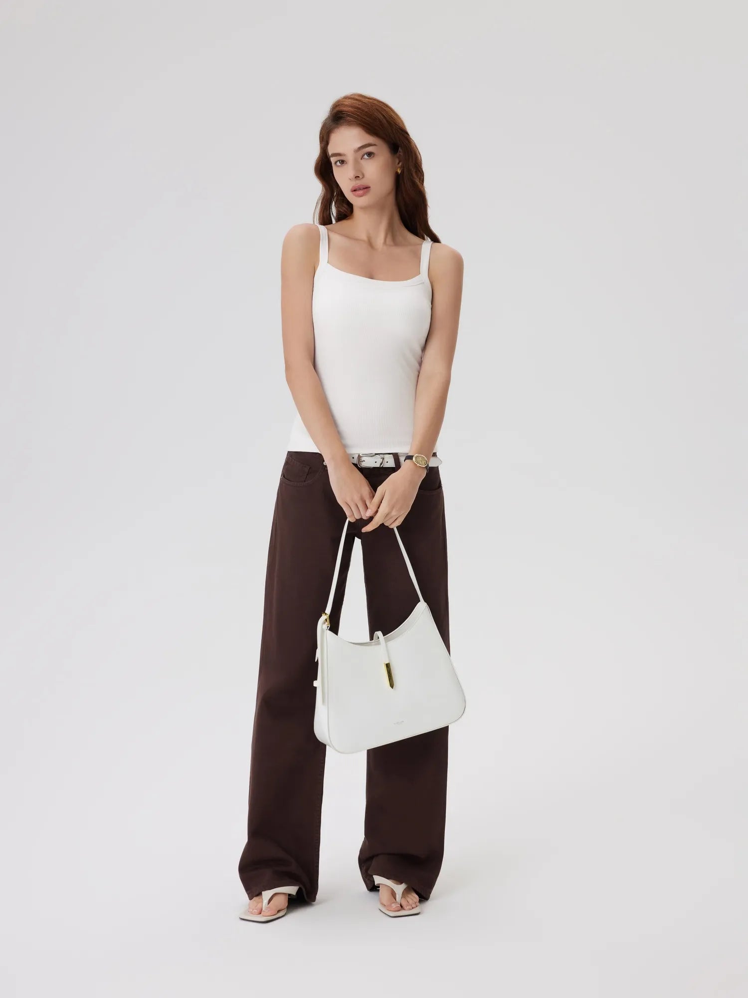 Cotton Rib Square Neck Padded Tank Tops-SUUKSESS-SUUKSESS