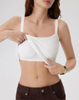 Cotton Rib Square Neck Padded Tank Tops-SUUKSESS-SUUKSESS