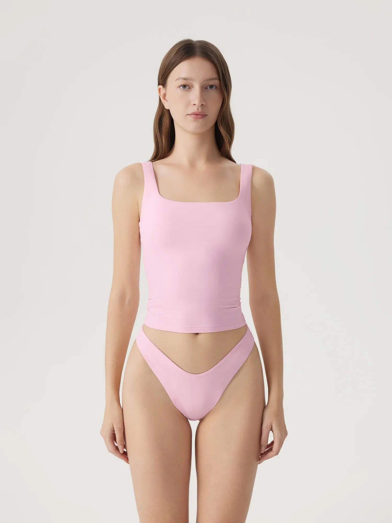 Square Neck Double Lined Backless Tank Top-SUUKSESS-Pink-XS-SUUKSESS