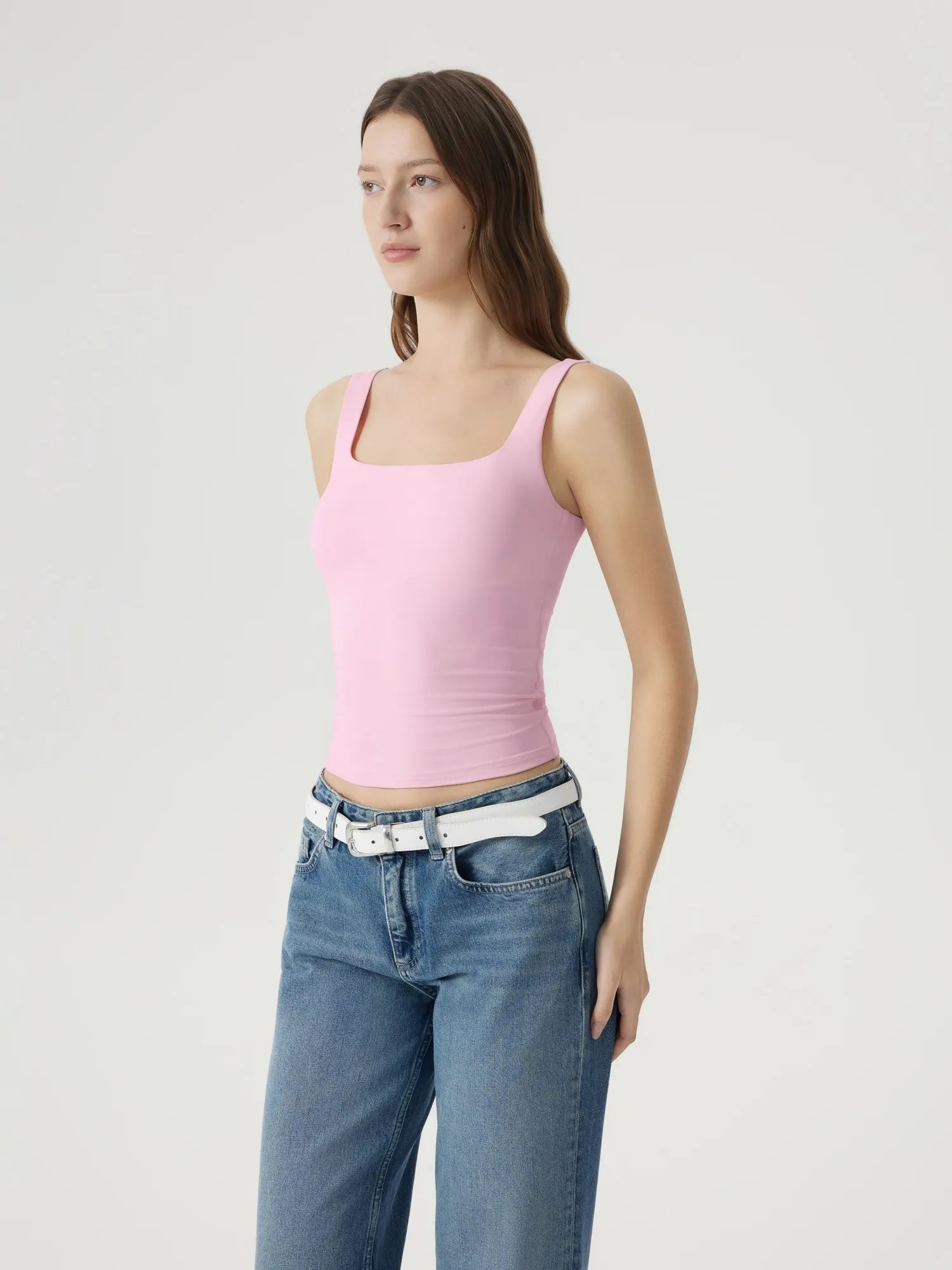 Square Neck Double Lined Backless Tank Top-SUUKSESS-SUUKSESS