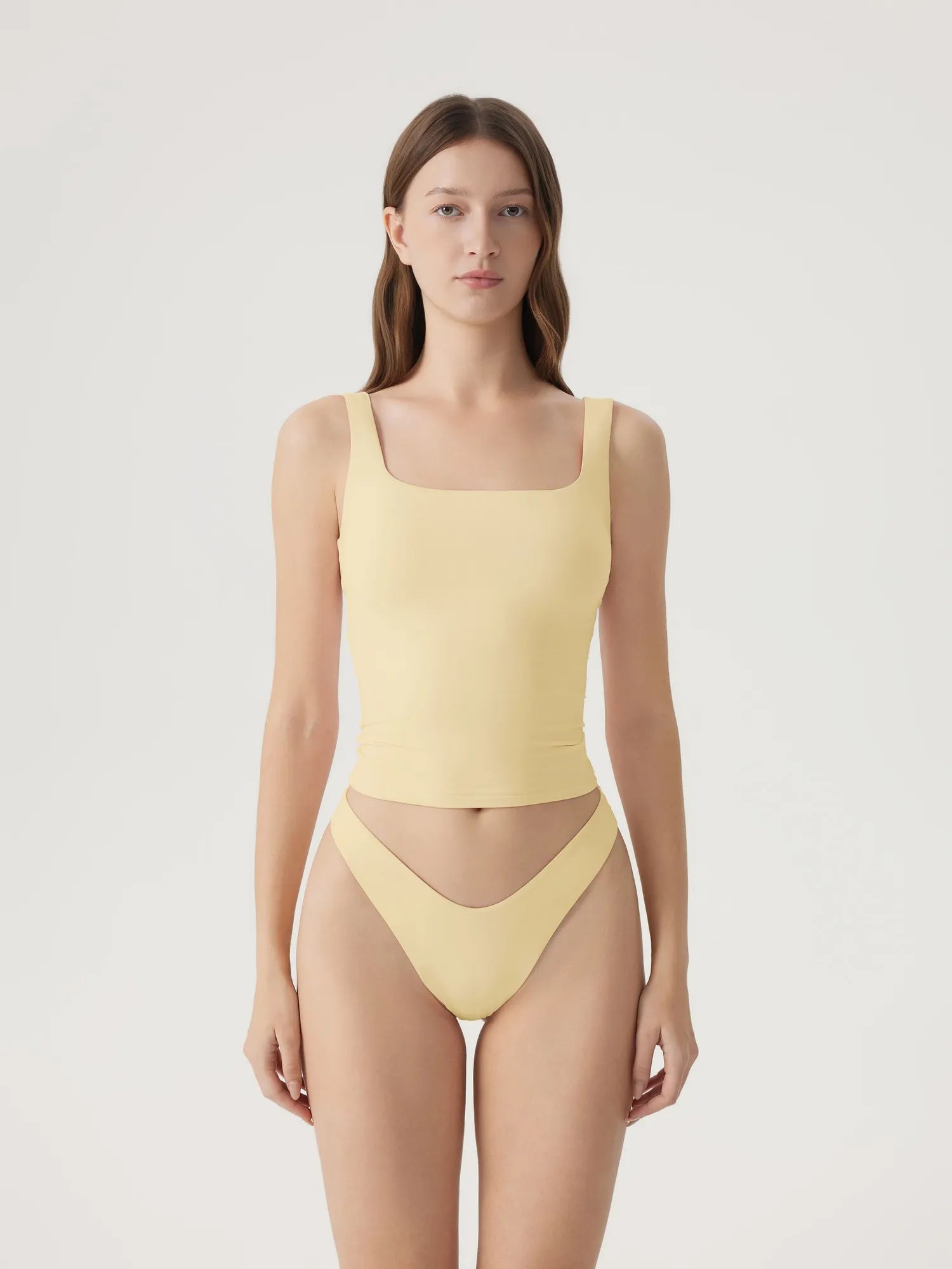 Square Neck Double Lined Backless Tank Top-SUUKSESS-Yellow-XS-SUUKSESS