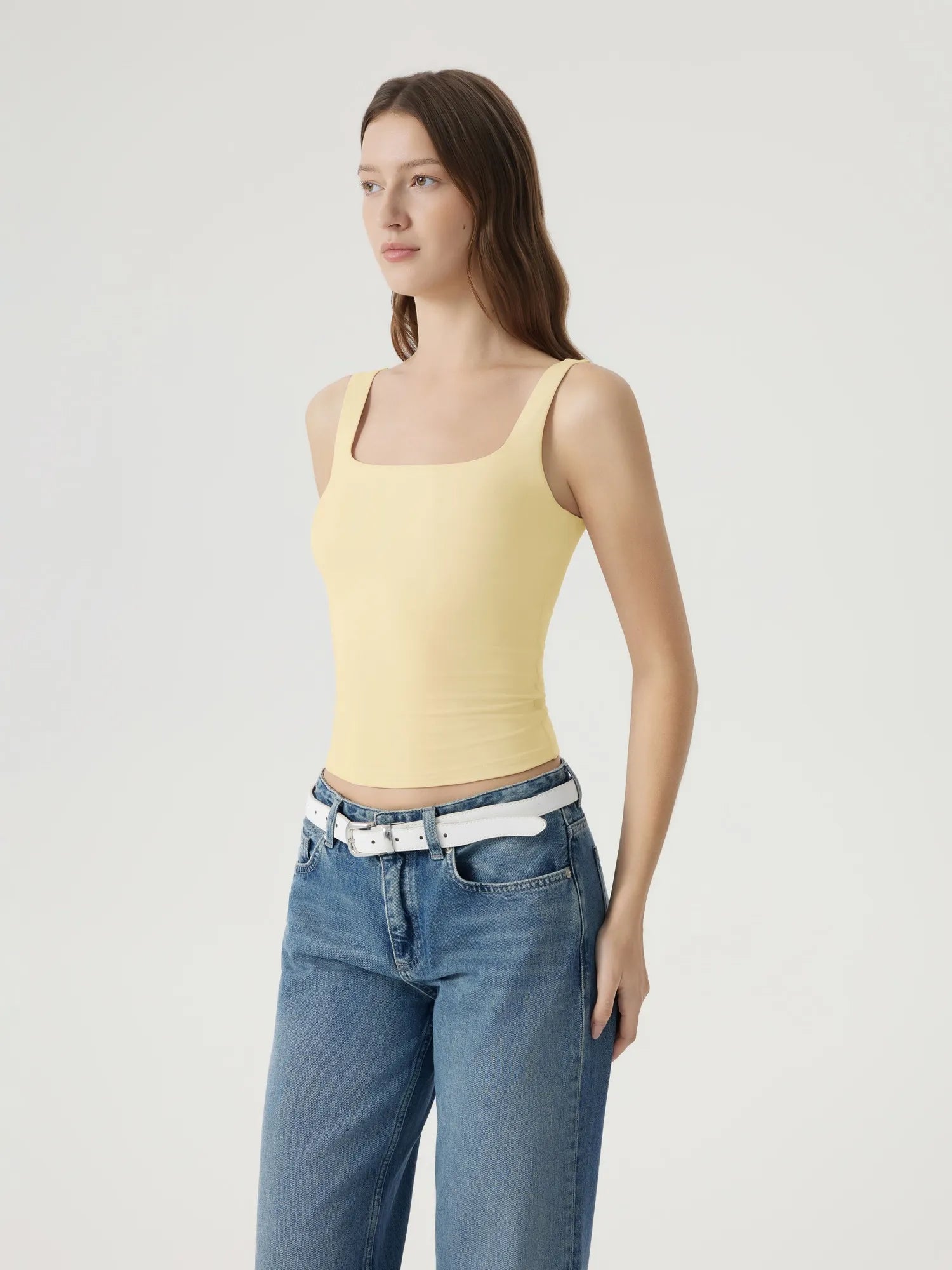 Square Neck Double Lined Backless Tank Top-SUUKSESS-SUUKSESS