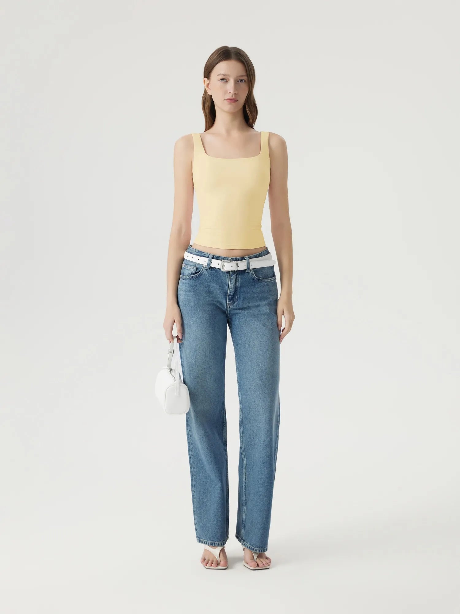 Square Neck Double Lined Backless Tank Top-SUUKSESS-SUUKSESS