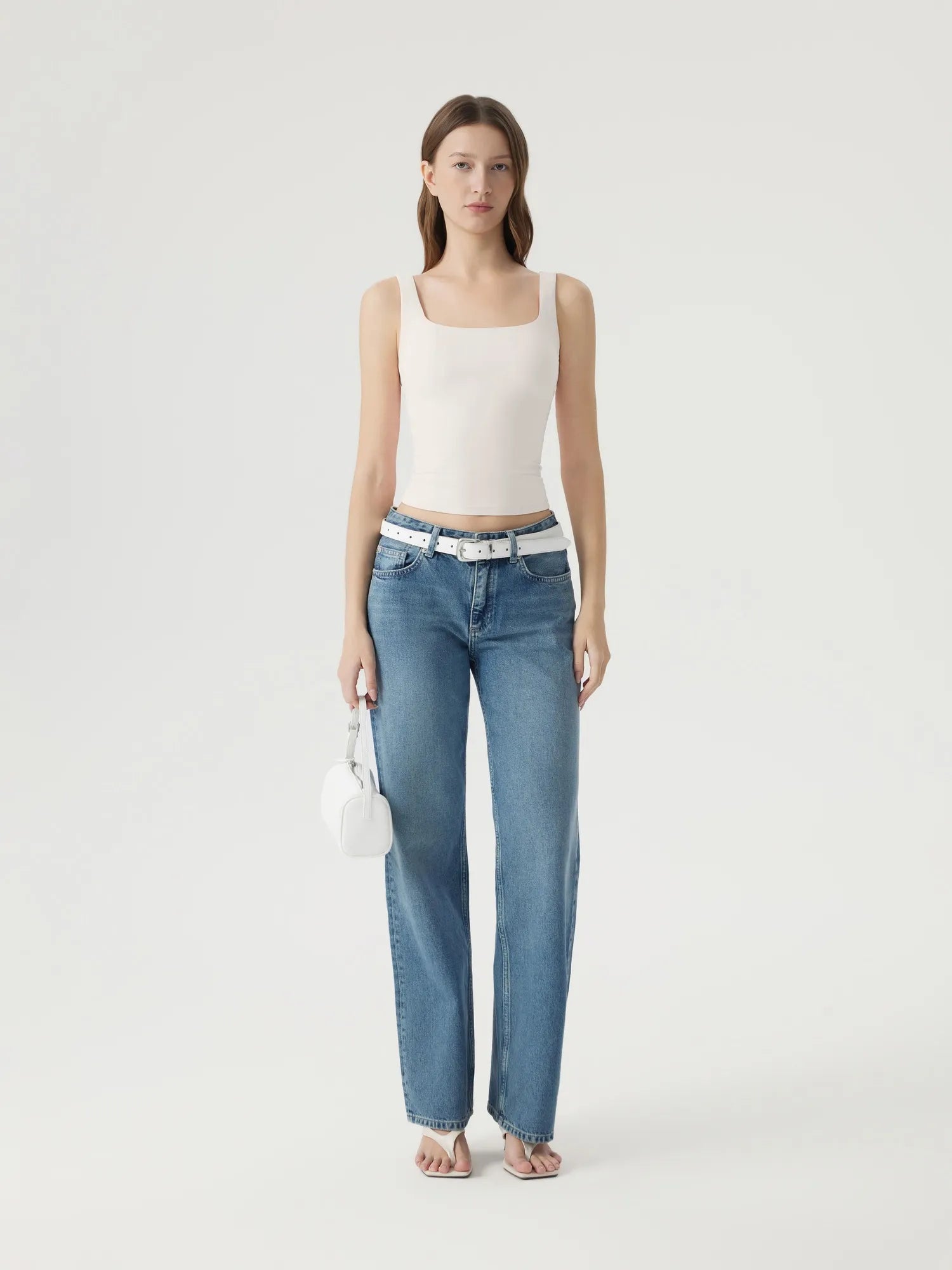 Square Neck Double Lined Backless Tank Top-SUUKSESS-SUUKSESS