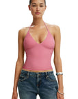 Halter V neck Tank Top