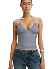 Halter V neck Tank Top
