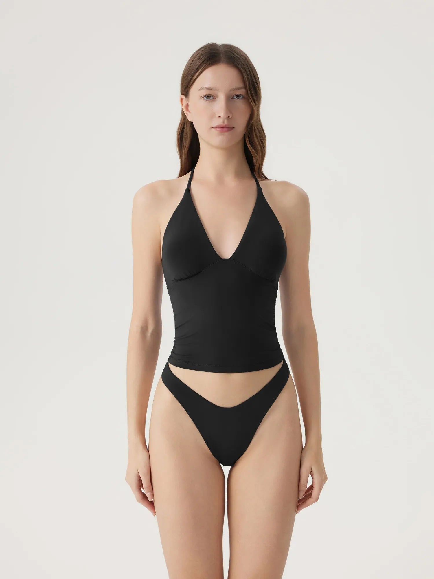 Halter V neck Tank Top-SUUKSESS-Black-XS-SUUKSESS