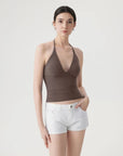 Halter V neck Tank Top-SUUKSESS-SUUKSESS