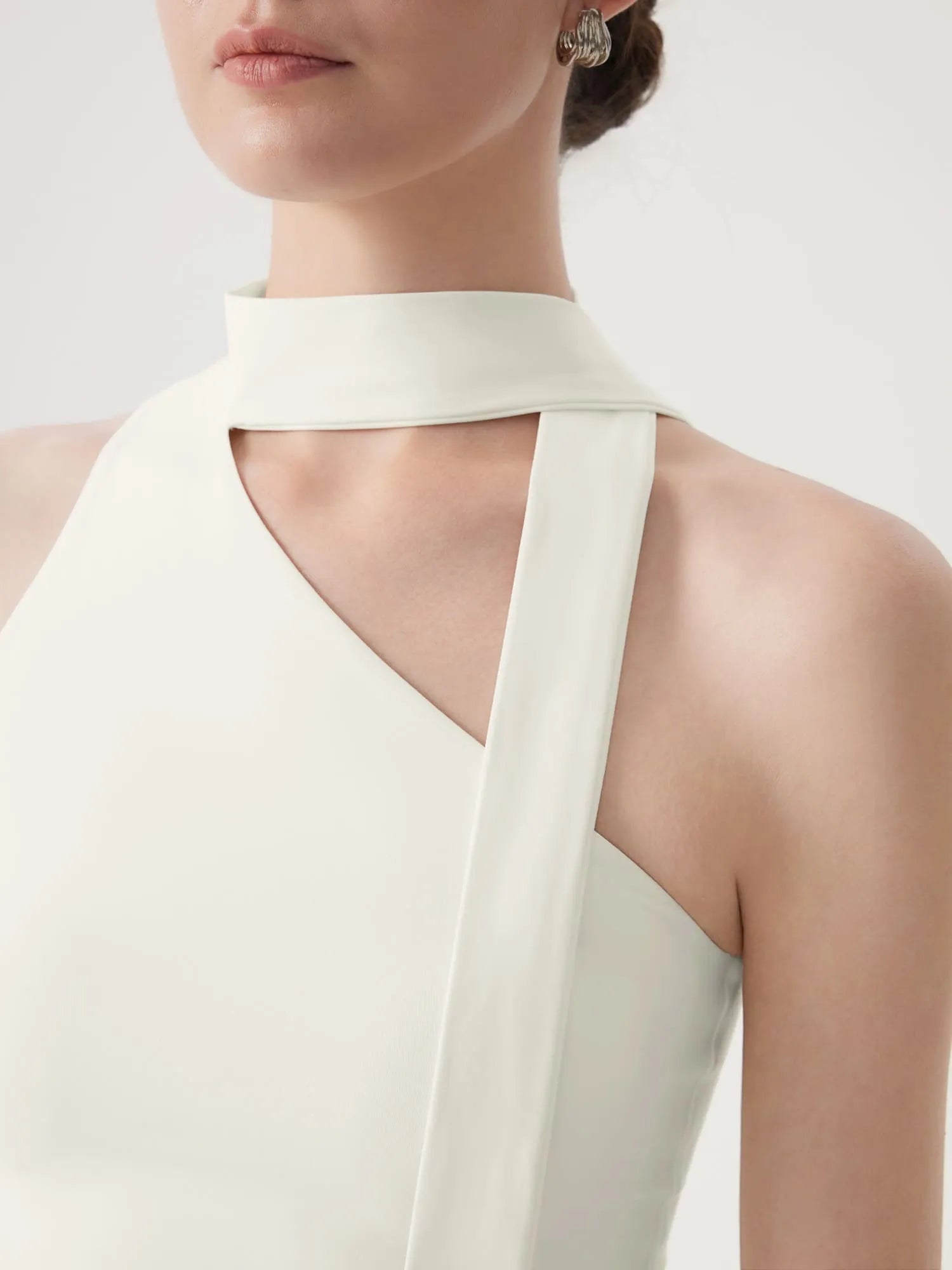 Off Shoulder Halter High Neck Tank Tops with Scarf-SUUKSESS-SUUKSESS