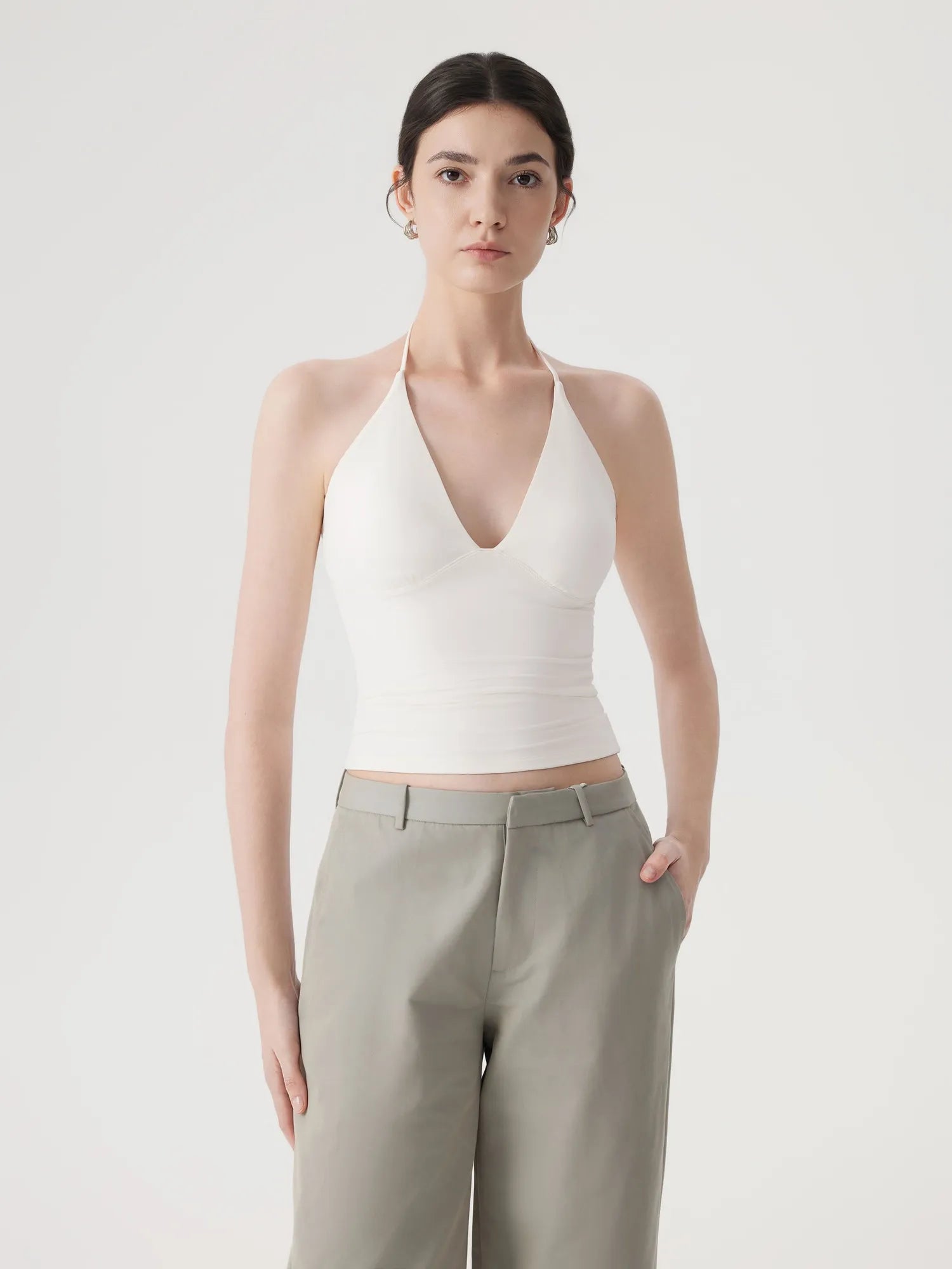 Halter V neck Tank Top-SUUKSESS-SUUKSESS