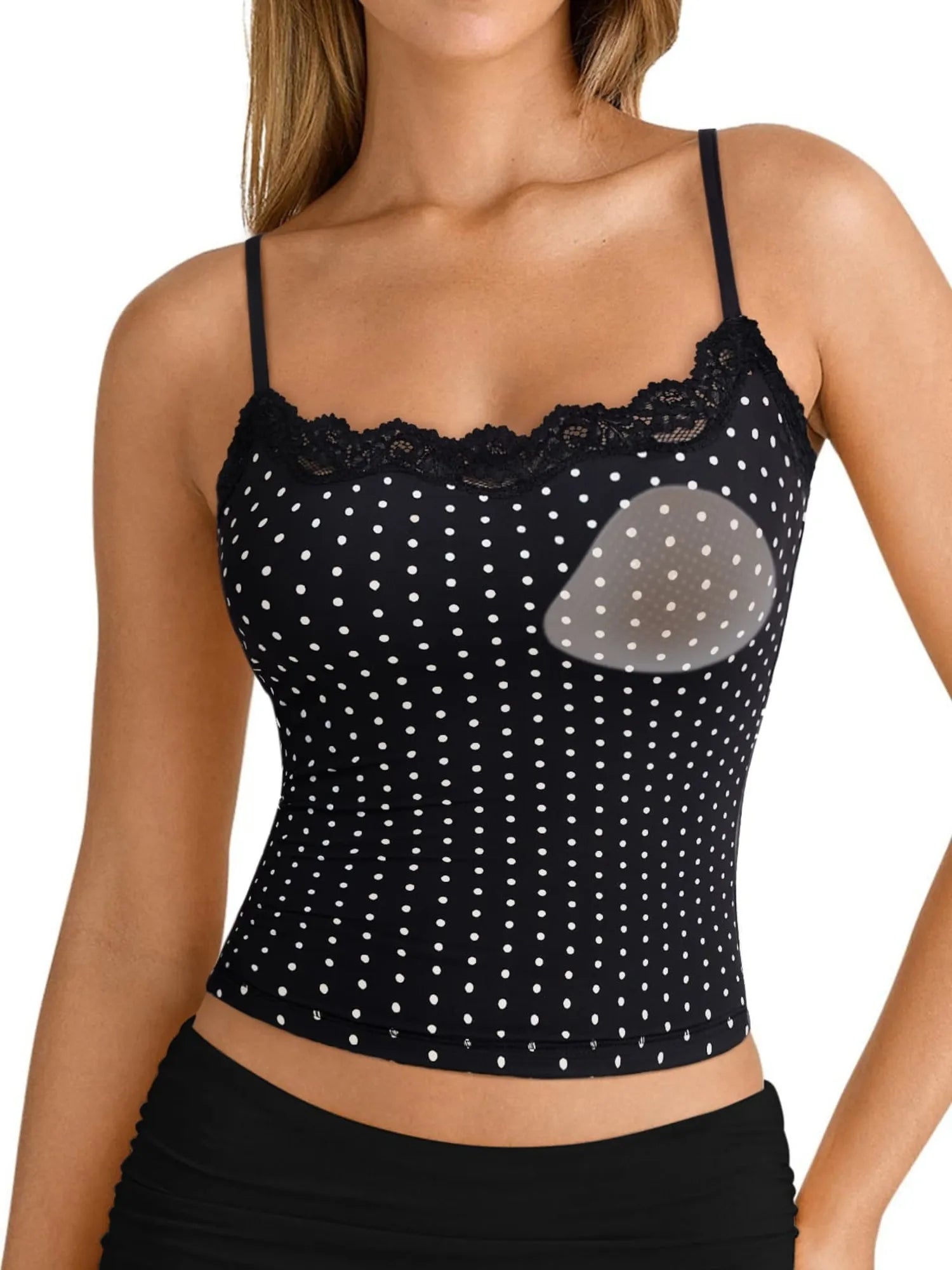 Double Lined Lace Cami Tank Top