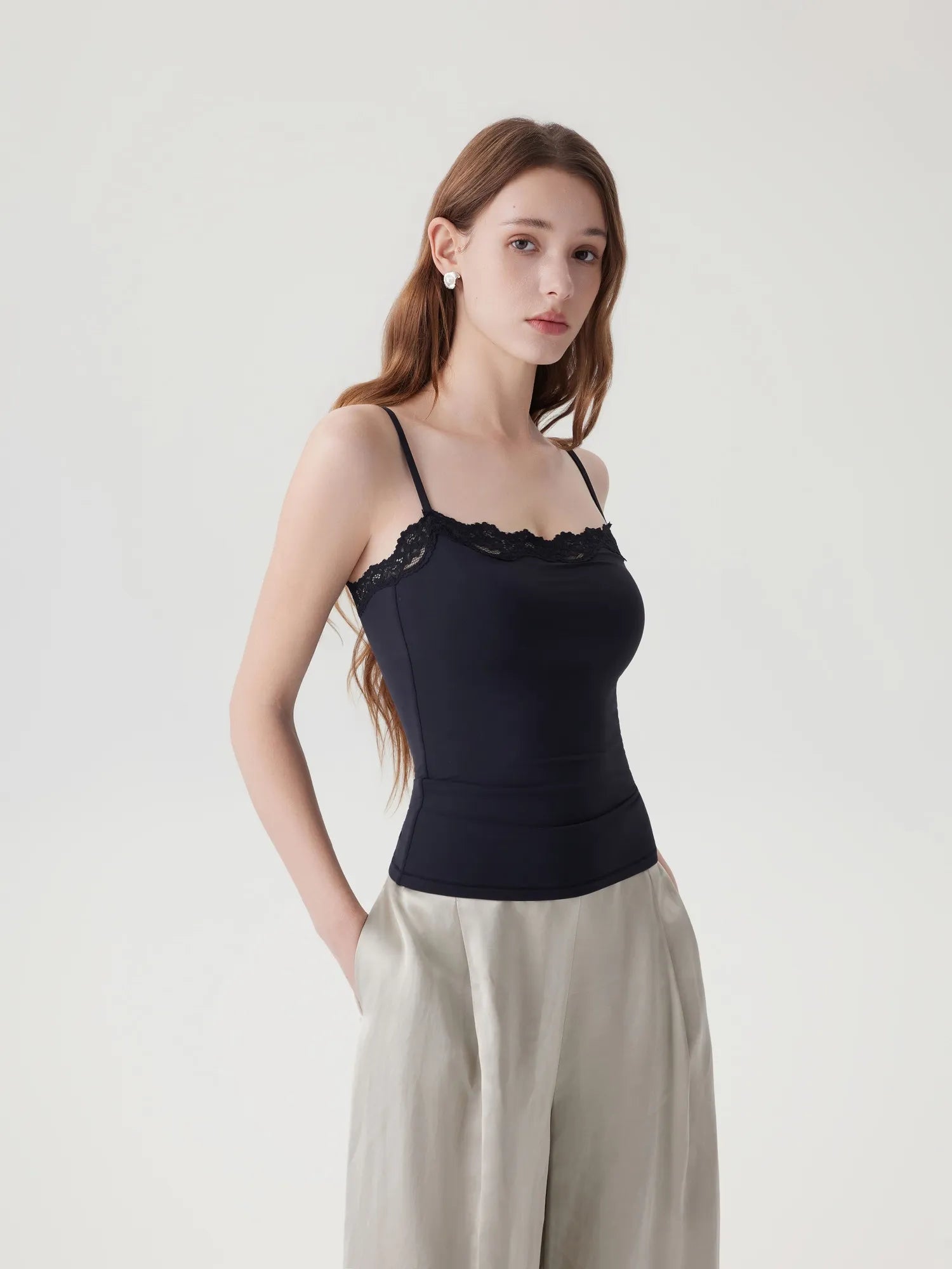 Double Lined Lace Cami Tank Top-SUUKSESS-SUUKSESS