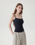 Double Lined Lace Cami Tank Top-SUUKSESS-SUUKSESS
