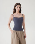 Double Lined Lace Cami Tank Top-SUUKSESS-Navy-XS-SUUKSESS