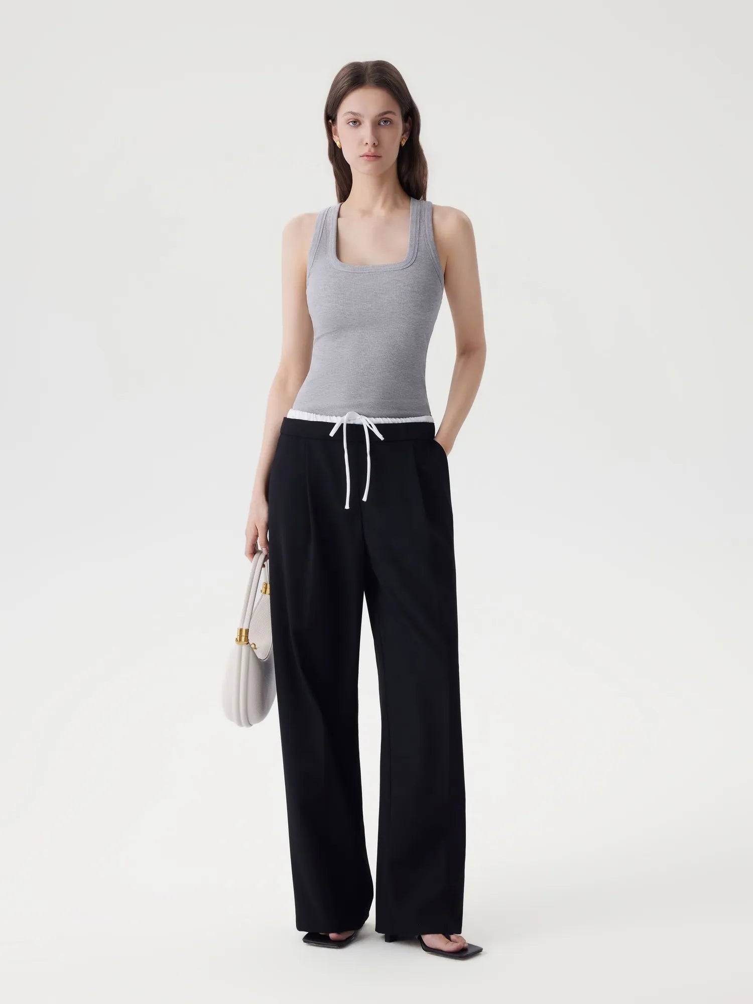 Cotton Ribbed Square Neck Tank Tops-SUUKSESS-SUUKSESS