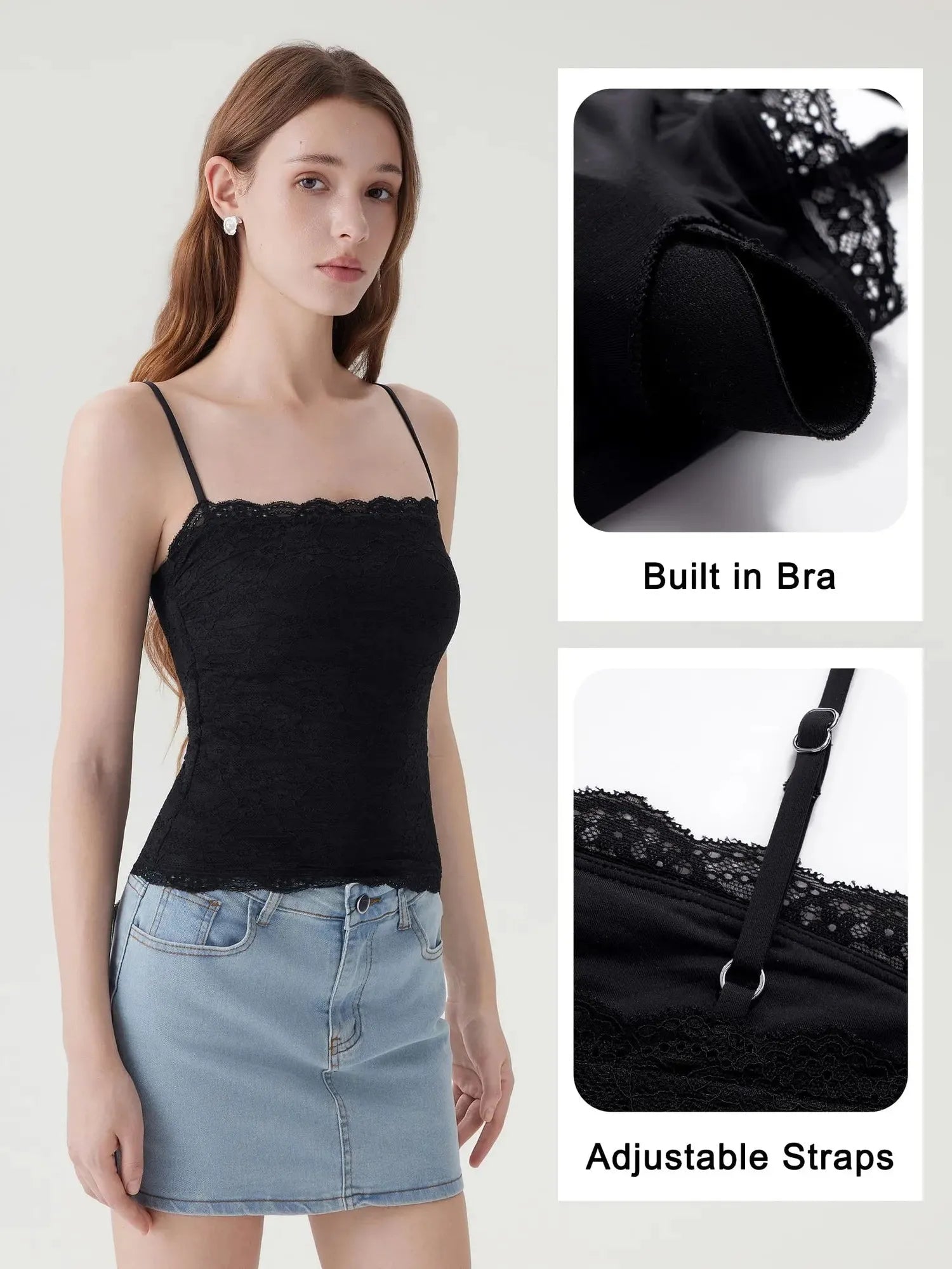 Lace Double Lined Y2K Tank Tops-SUUKSESS-SUUKSESS