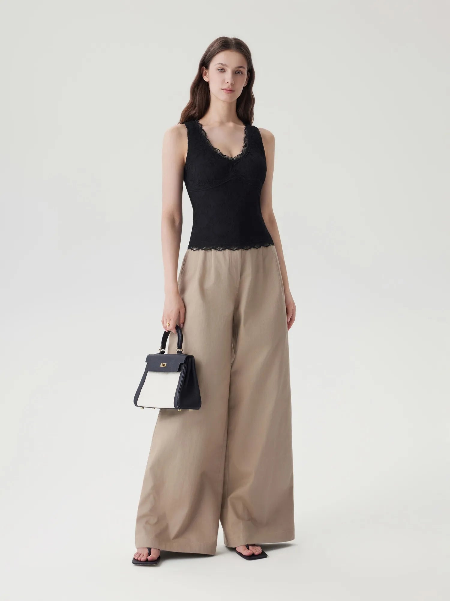 Lace Double Lined Lace V Neck Tank Top