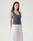 Lace Double Lined Lace V Neck Tank Top