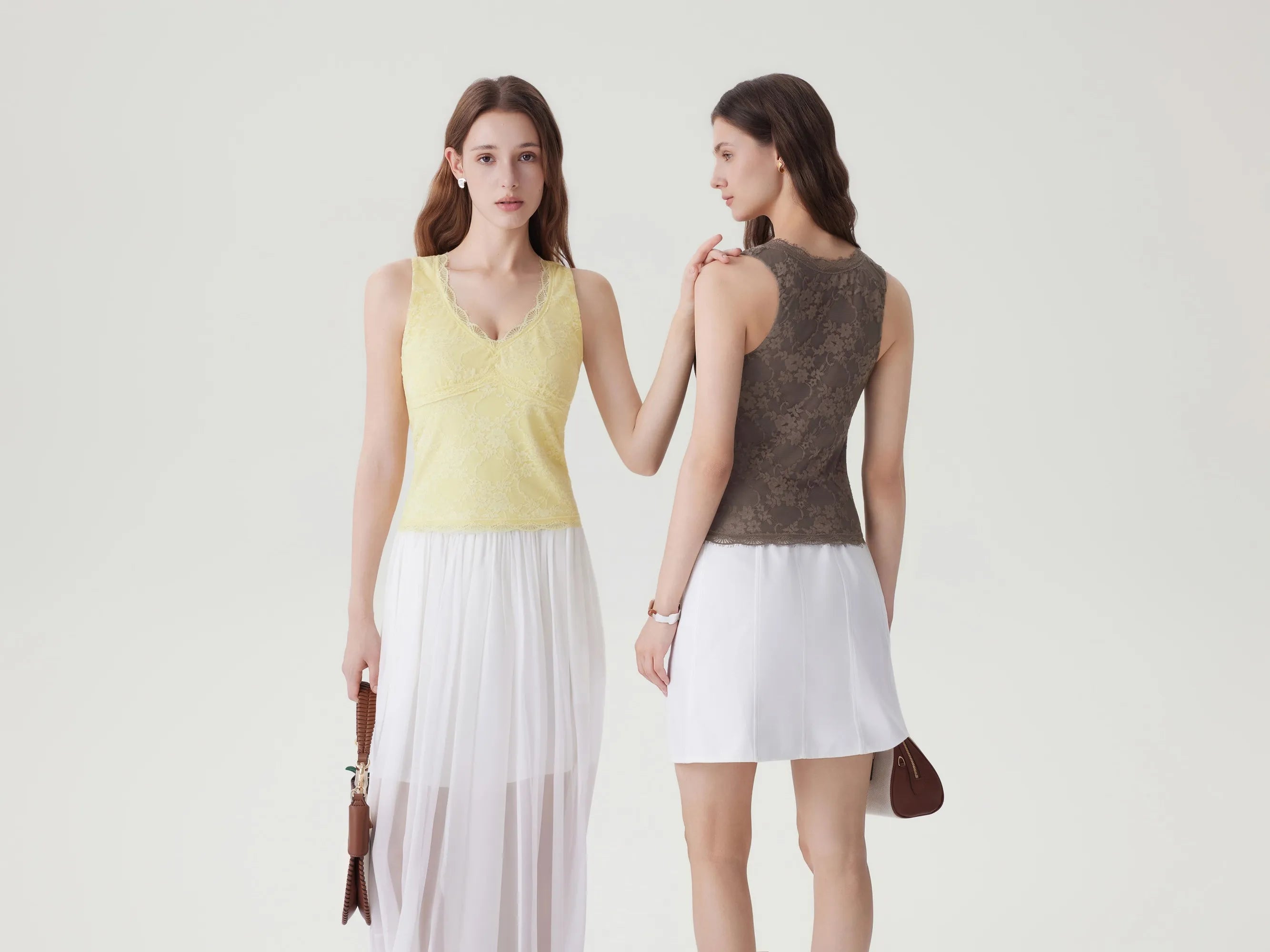 Lace Double Lined Lace V Neck Tank Top