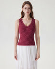 Lace Double Lined Lace V Neck Tank Top