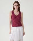 Lace Double Lined Lace V Neck Tank Top