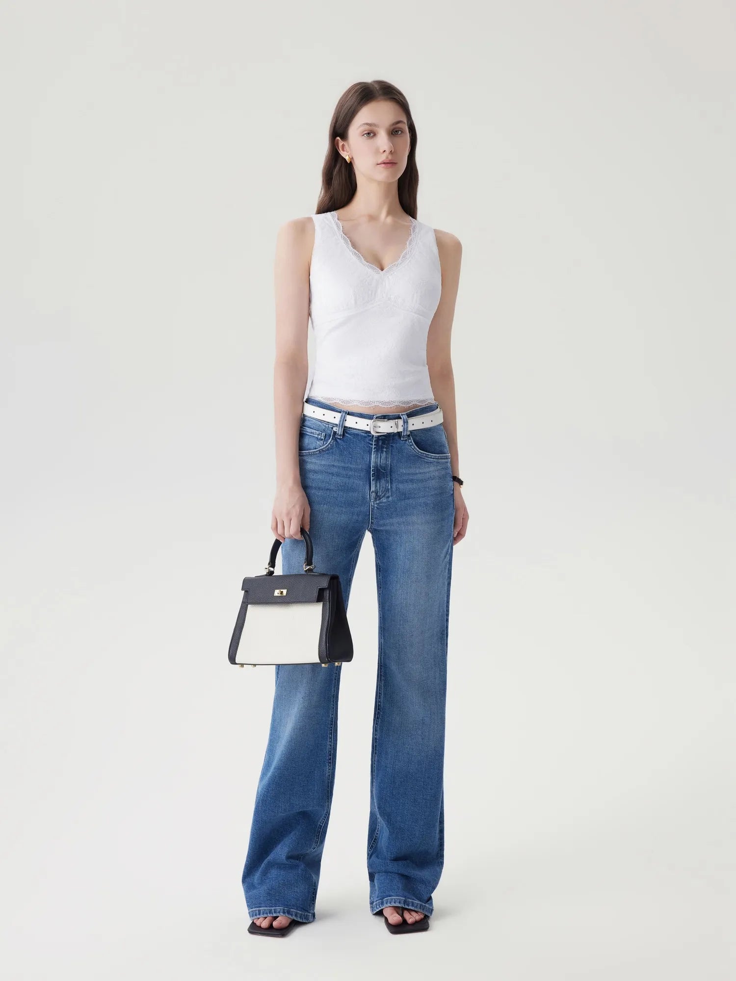 Lace Double Lined Lace V Neck Tank Top