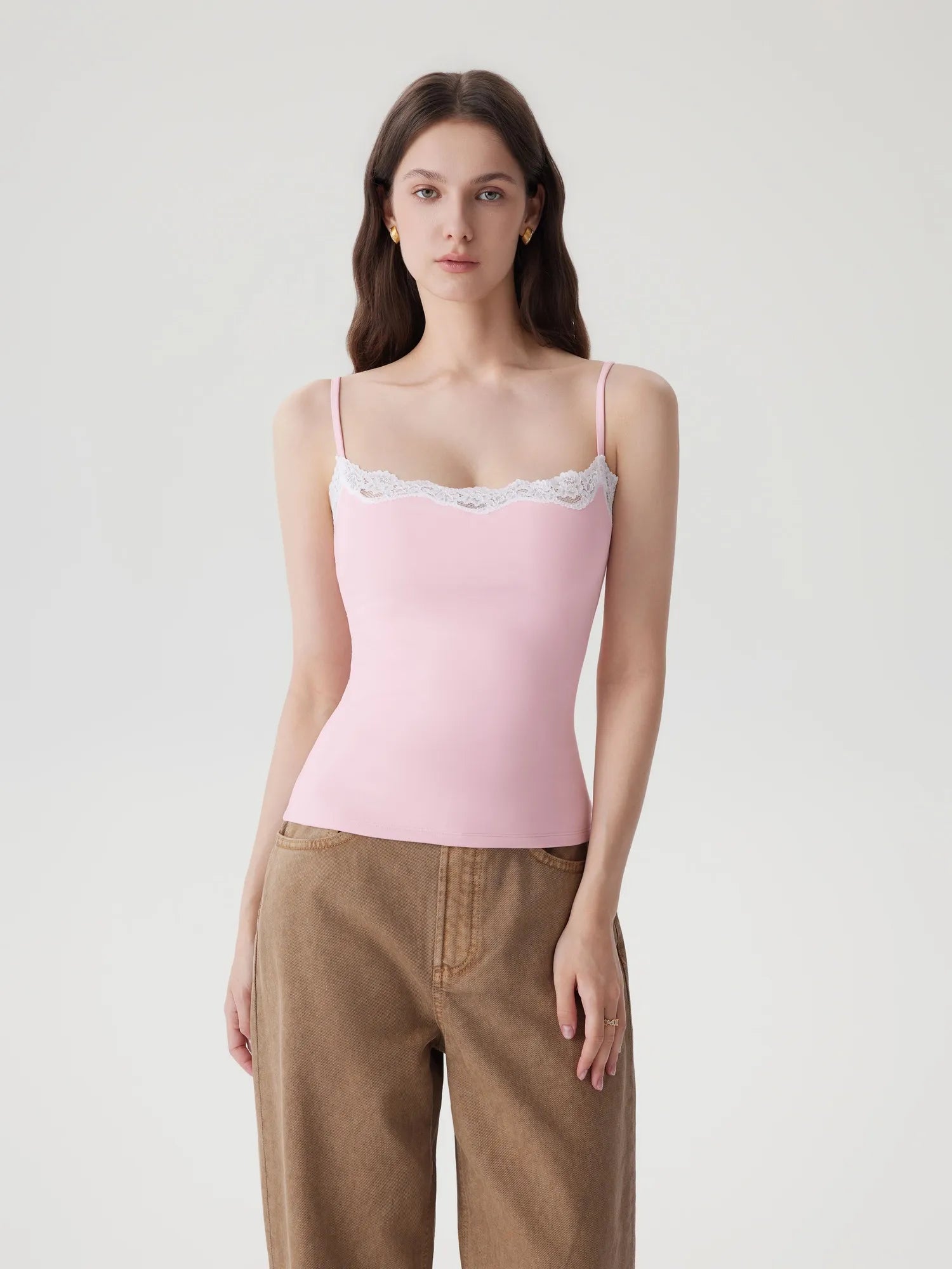 Double Lined Lace Cami Tank Top-SUUKSESS-SUUKSESS